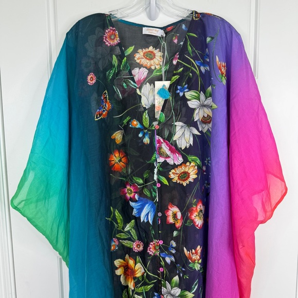 JOHNNY WAS Ombre Garden Easy Swim Coverup NEW Size S Silk Cotton Blend - Picture 2 of 12